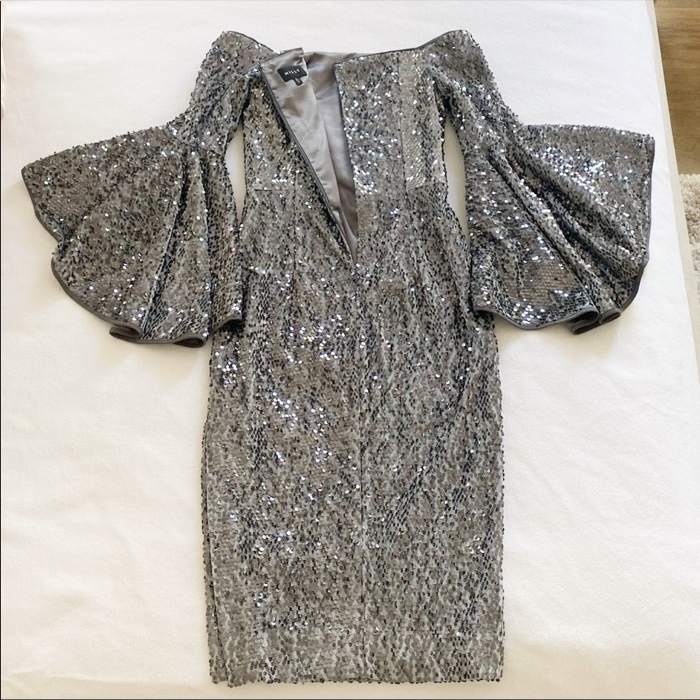 Milly “Selena” off-the-shoulder sequined dress